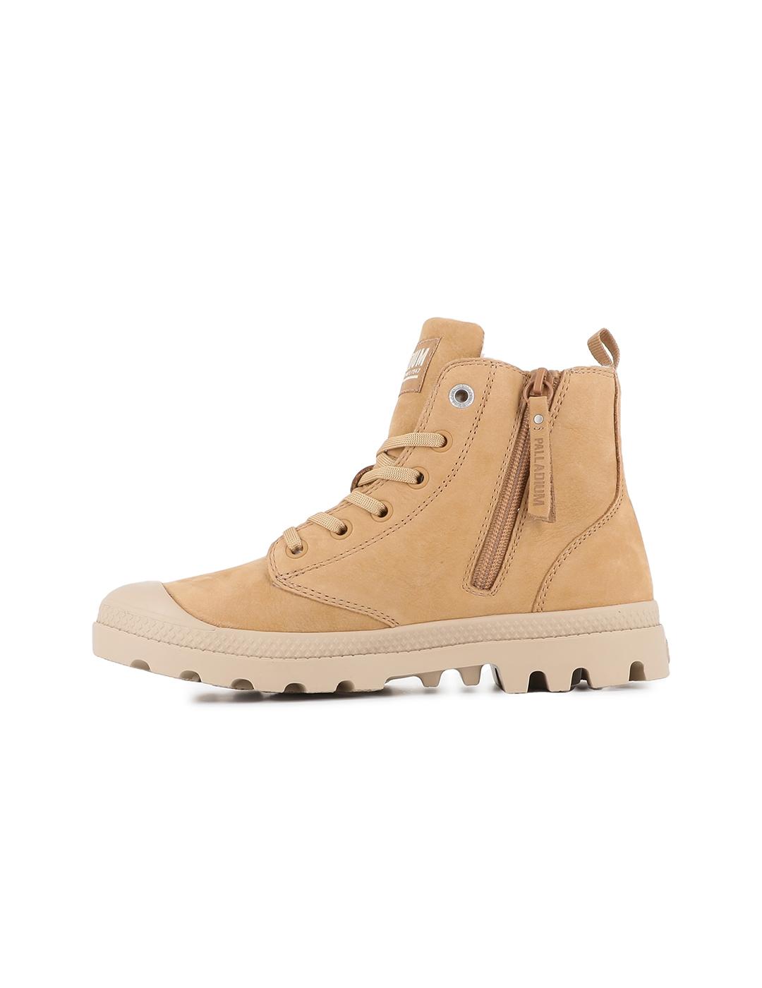 Botas Palladium Pampa Hi Zip con pelo camel de mujer