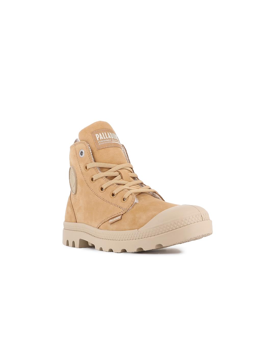 Botas Palladium Pampa Hi Zip con pelo camel de mujer