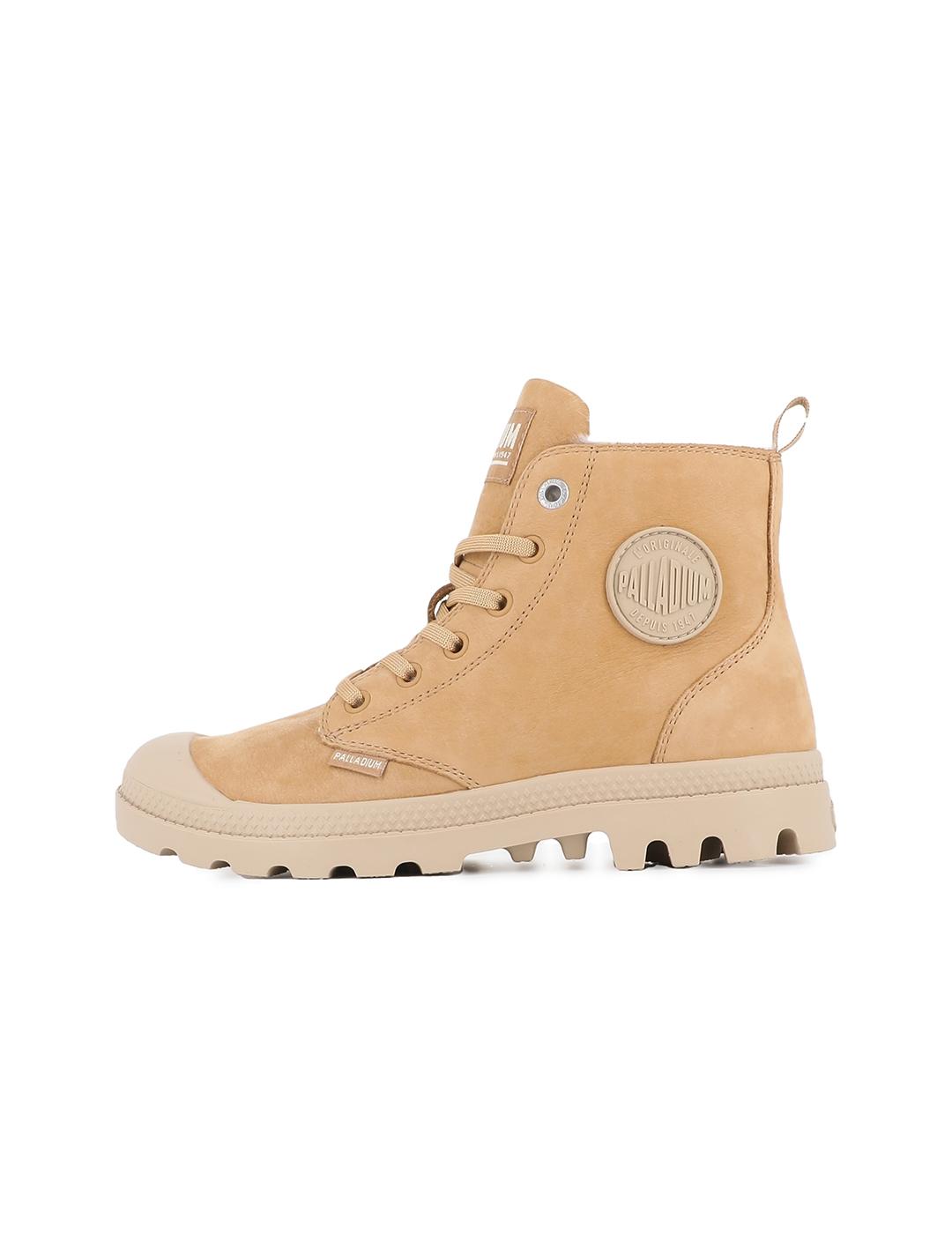 Botas Palladium Pampa Hi Zip con pelo camel de mujer