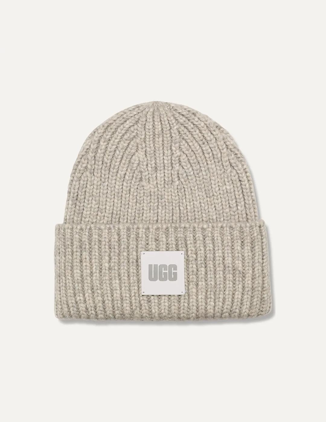 Set bufanda y gorro de UGG Chunky rib gris de mujer