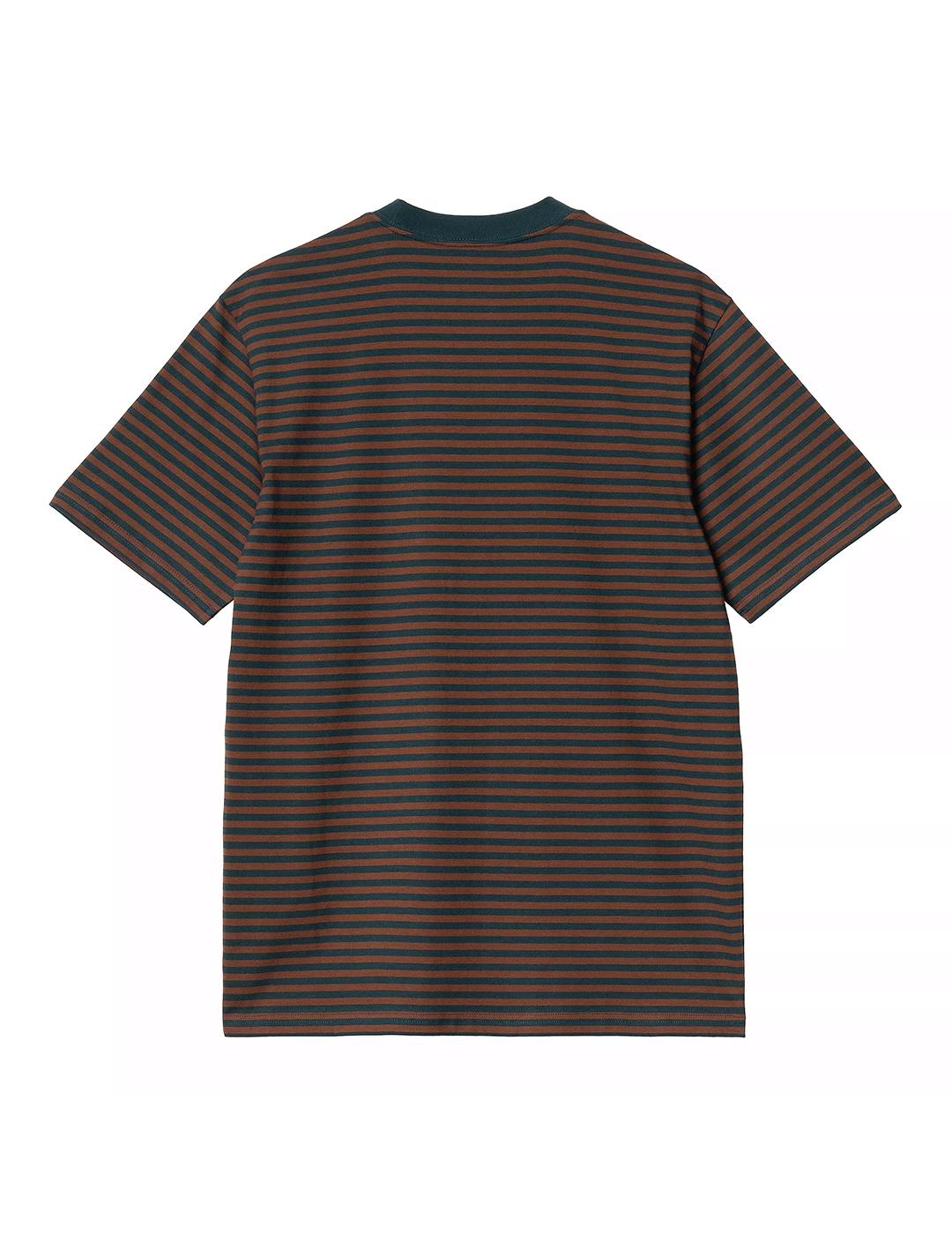 Camiseta Carharrt Wip Verner azul con marrón de hombre