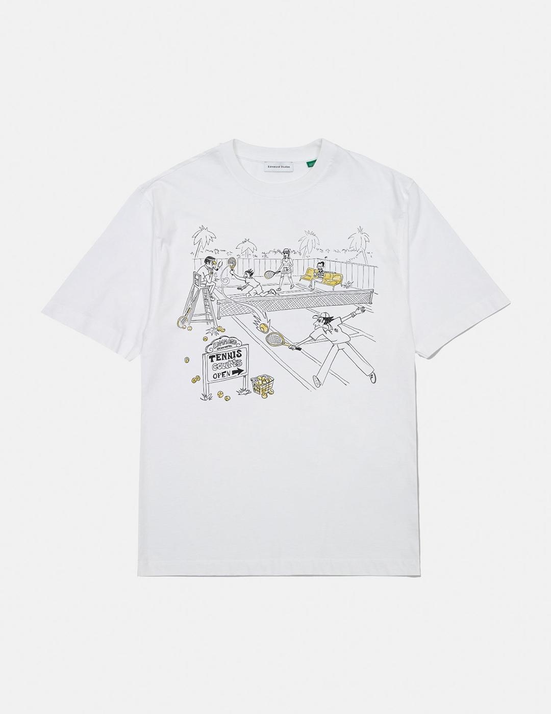 Camiseta Edmmond Tennis Courts blanca de hombre