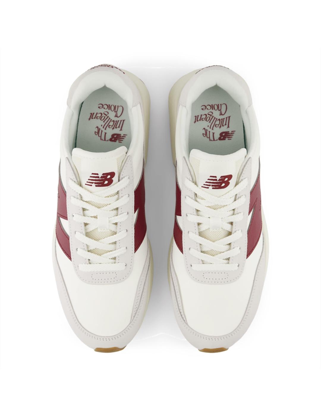 Zapatillas New Balance U370CB blanca granate piel de mujer y