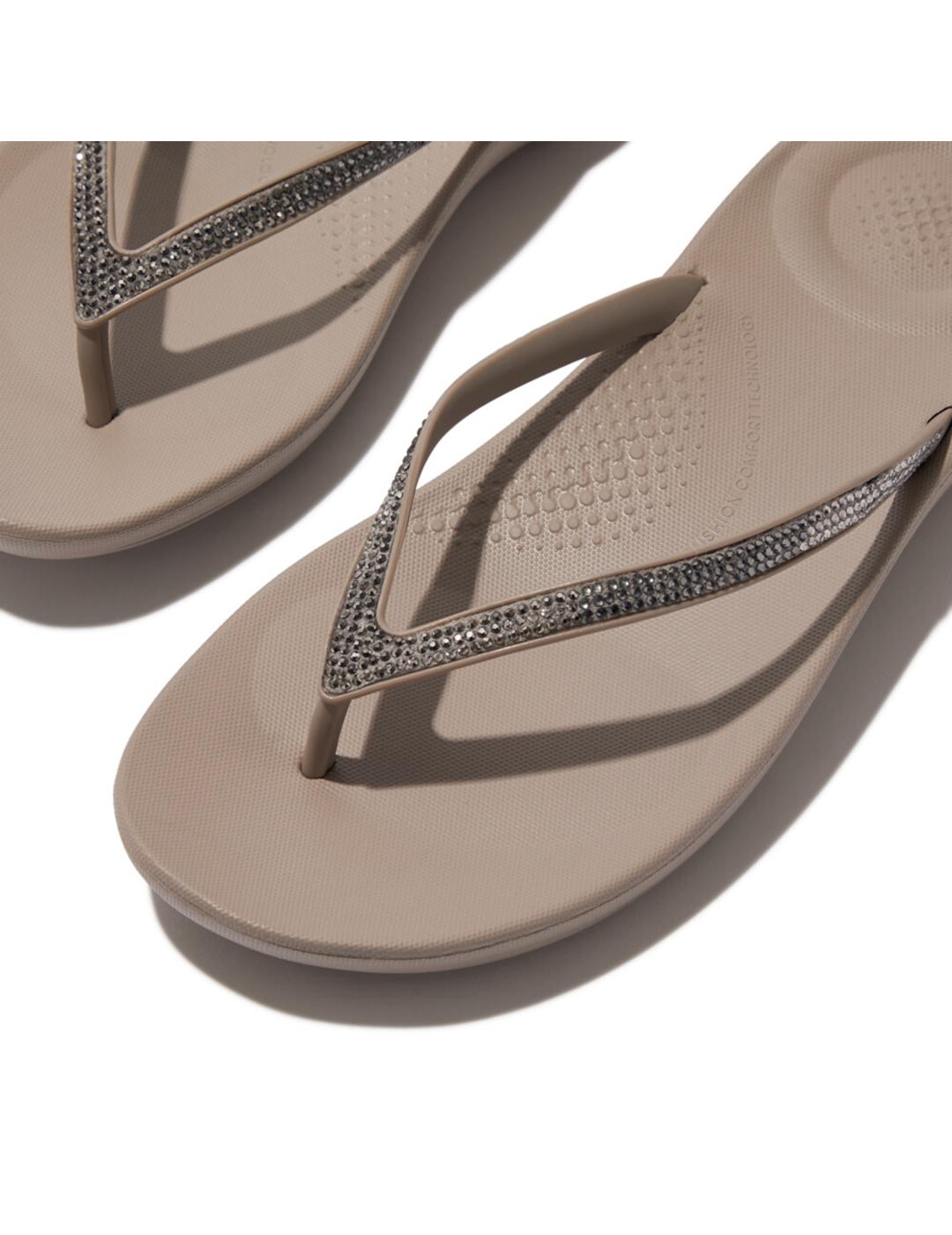 Sandalias Fitflop Iqushion Ombre brillantes grises de mujer