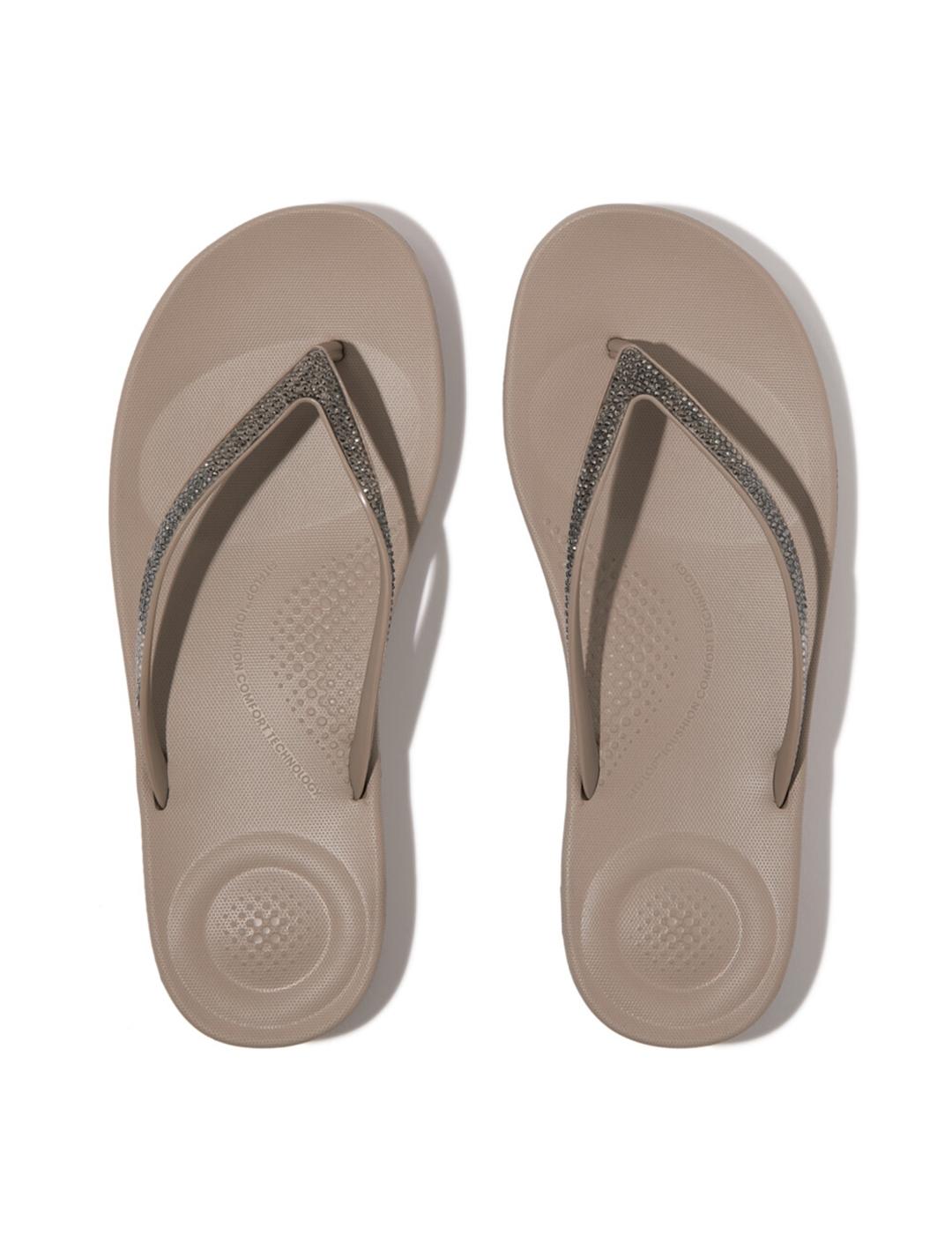Sandalias Fitflop Iqushion Ombre brillantes grises de mujer