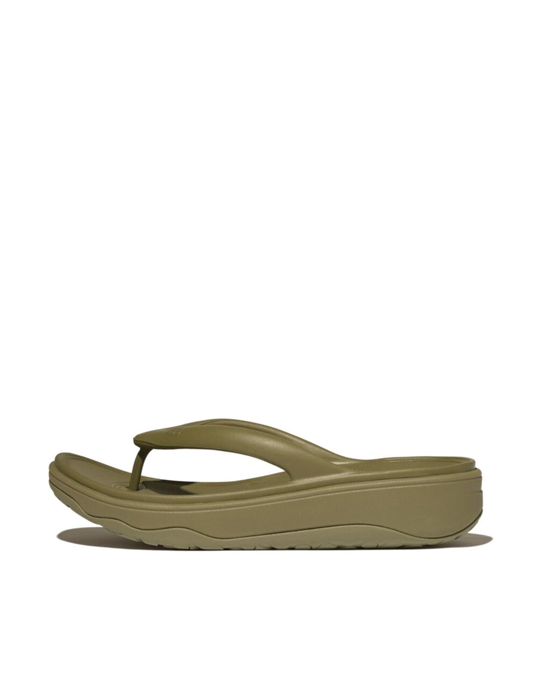 Sandalias Fitflop Relieff Recovery Toe-Post verdes de mujer