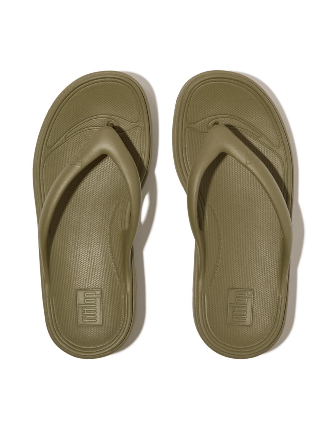 Sandalias Fitflop Relieff Recovery Toe-Post verdes de mujer