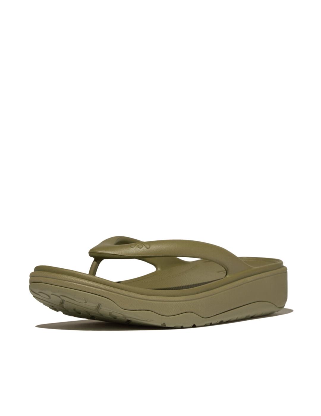 Sandalias Fitflop Relieff Recovery Toe-Post verdes de mujer