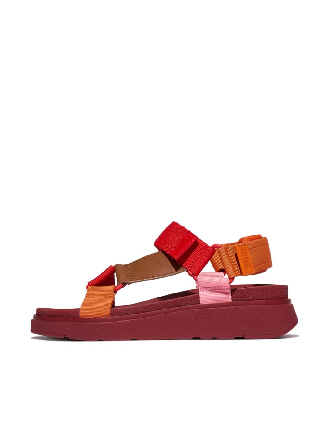 Sandalias Fitflop Gen-FF Adj piel multi rojas de mujer