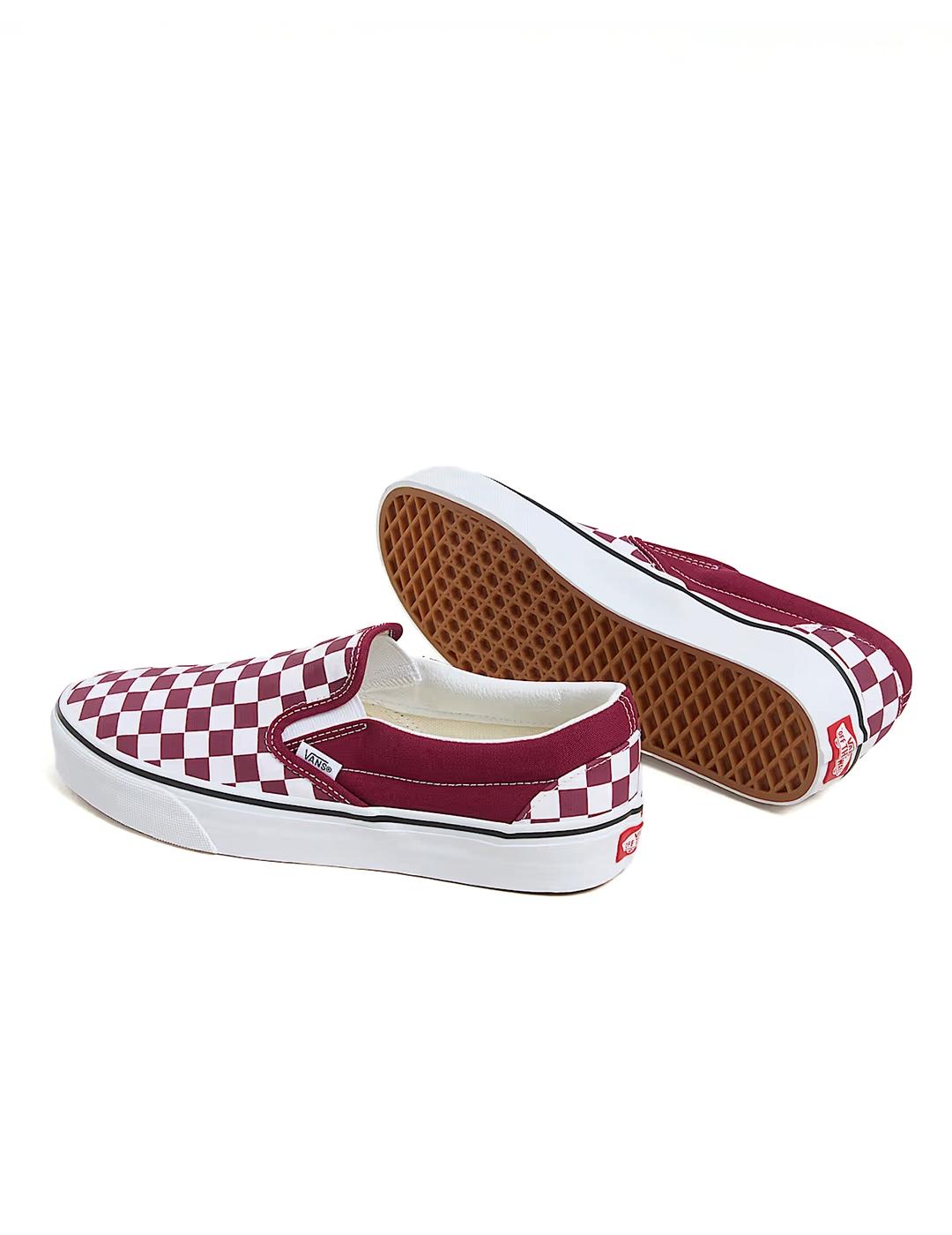 Zapatillas Vans Slip-On Check granate blanca de hombre