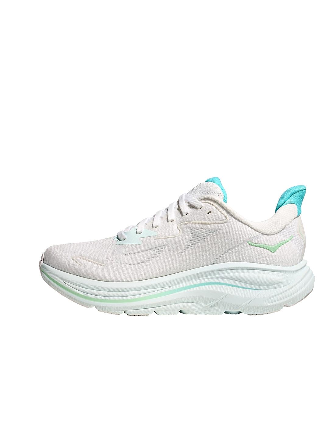 Zapatillas Hoka Clifton 10 blancas celeste de mujer