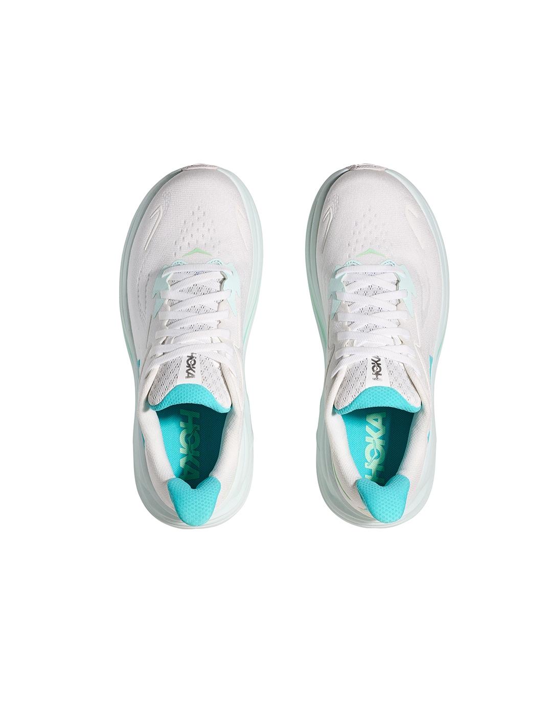 Zapatillas Hoka Clifton 10 blancas celeste de mujer