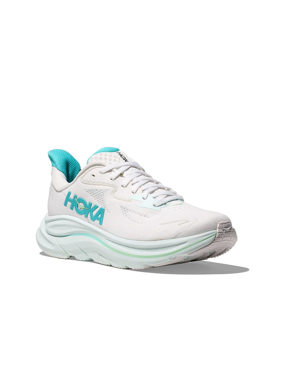 Zapatillas Hoka Clifton 10 blancas celeste de mujer