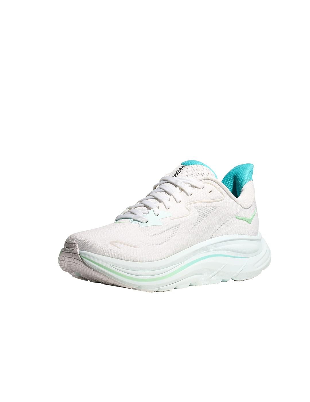 Zapatillas Hoka Clifton 10 blancas celeste de mujer