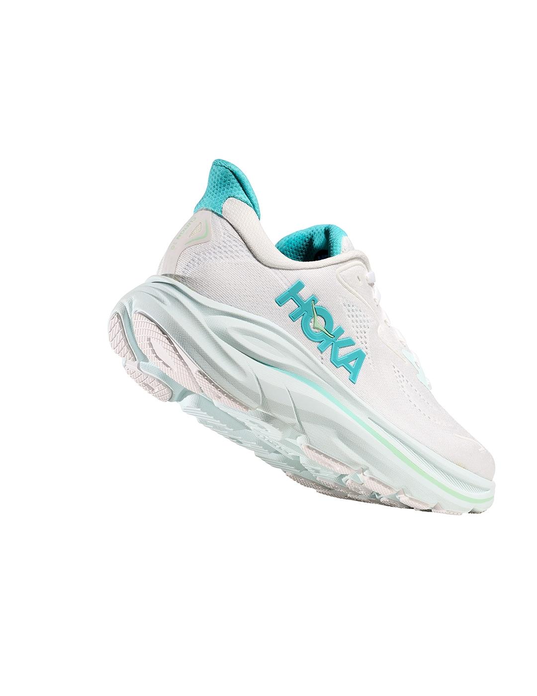 Zapatillas Hoka Clifton 10 blancas celeste de mujer