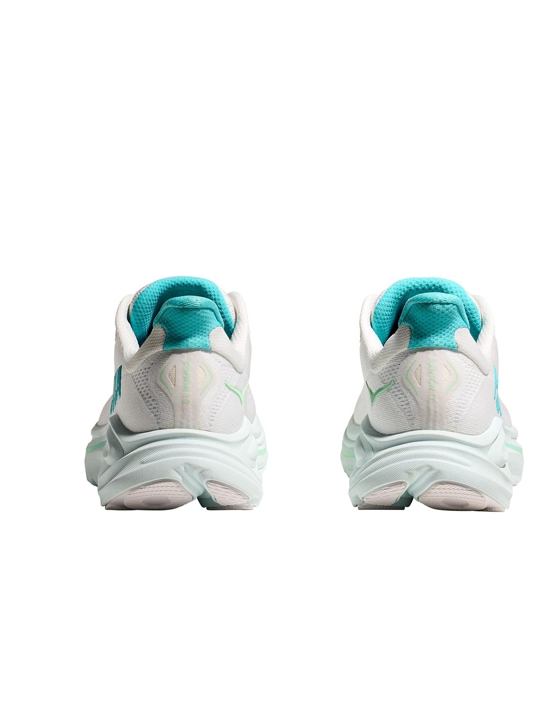 Zapatillas Hoka Clifton 10 blancas celeste de mujer