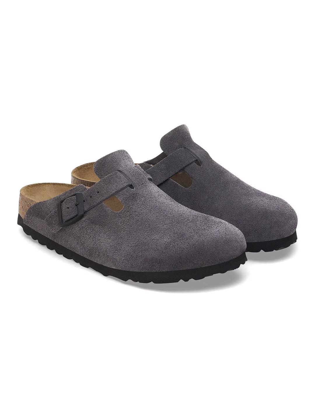 Zuecos Birkenstock Boston gris oscuro de mujer y hombre