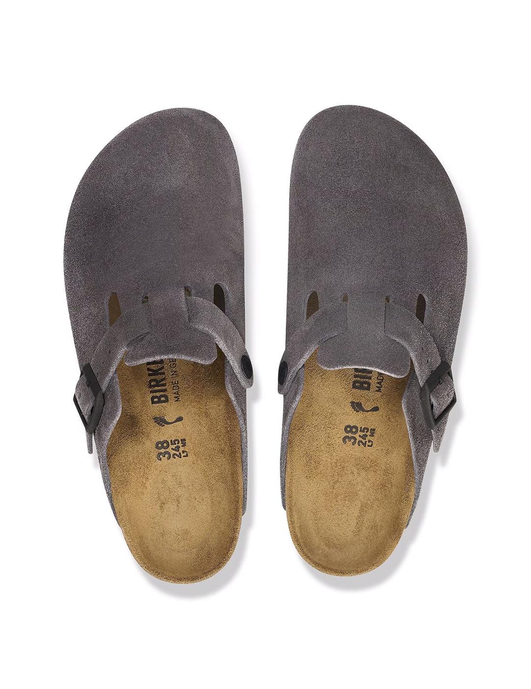 Zuecos Birkenstock Boston gris oscuro de mujer y hombre