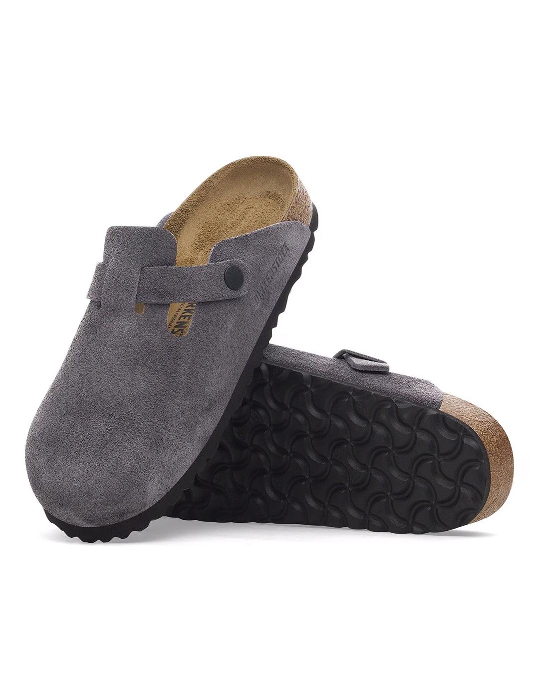 Zuecos Birkenstock Boston gris oscuro de mujer y hombre