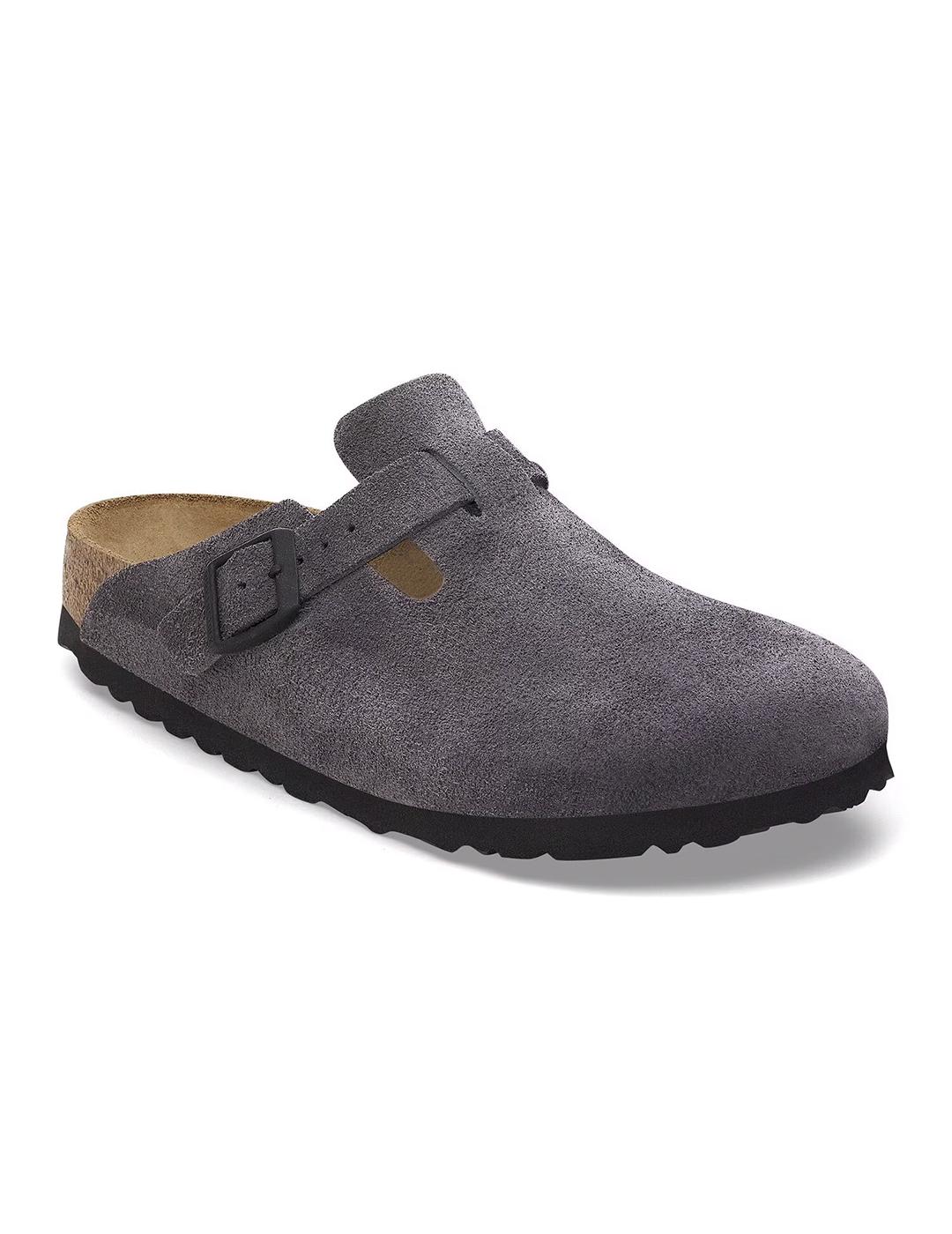 Zuecos Birkenstock Boston gris oscuro de mujer y hombre