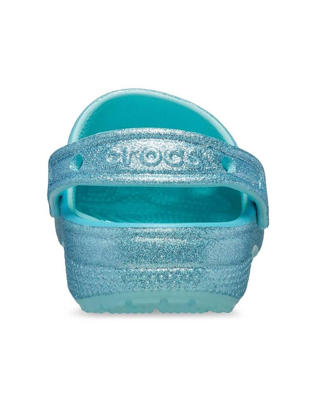 Zuecos Crocs Frozen Elsa Classic Clog azules de niña