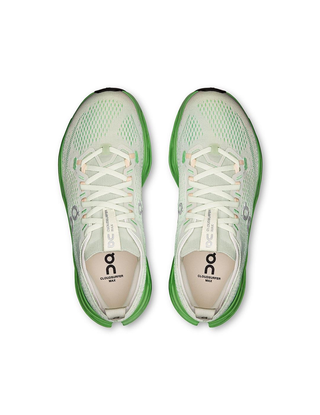 Zapatillas On Running Cloudsurfer Max blanca verde de mujer