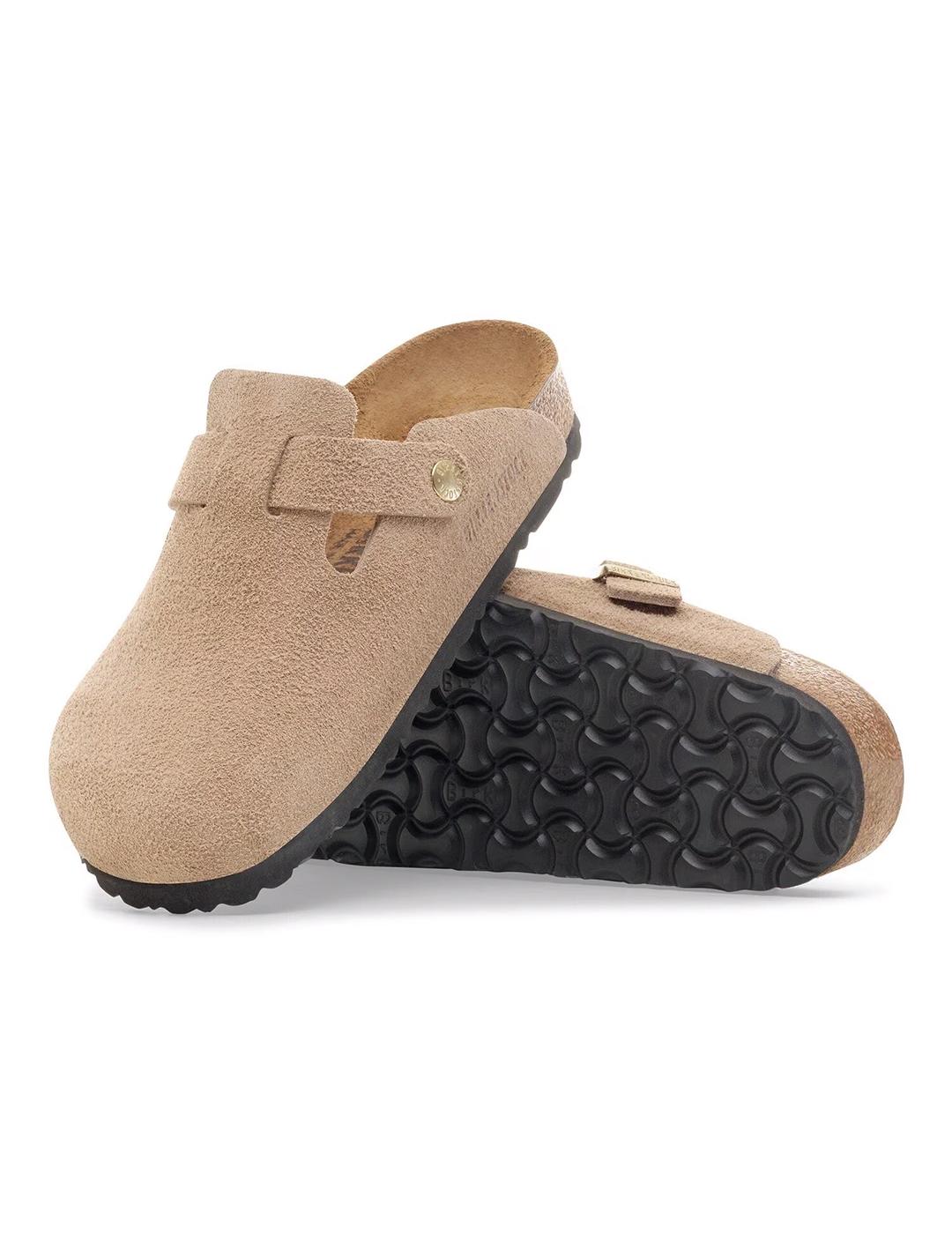 Zuecos Birkenstock Boston beige ante de mujer