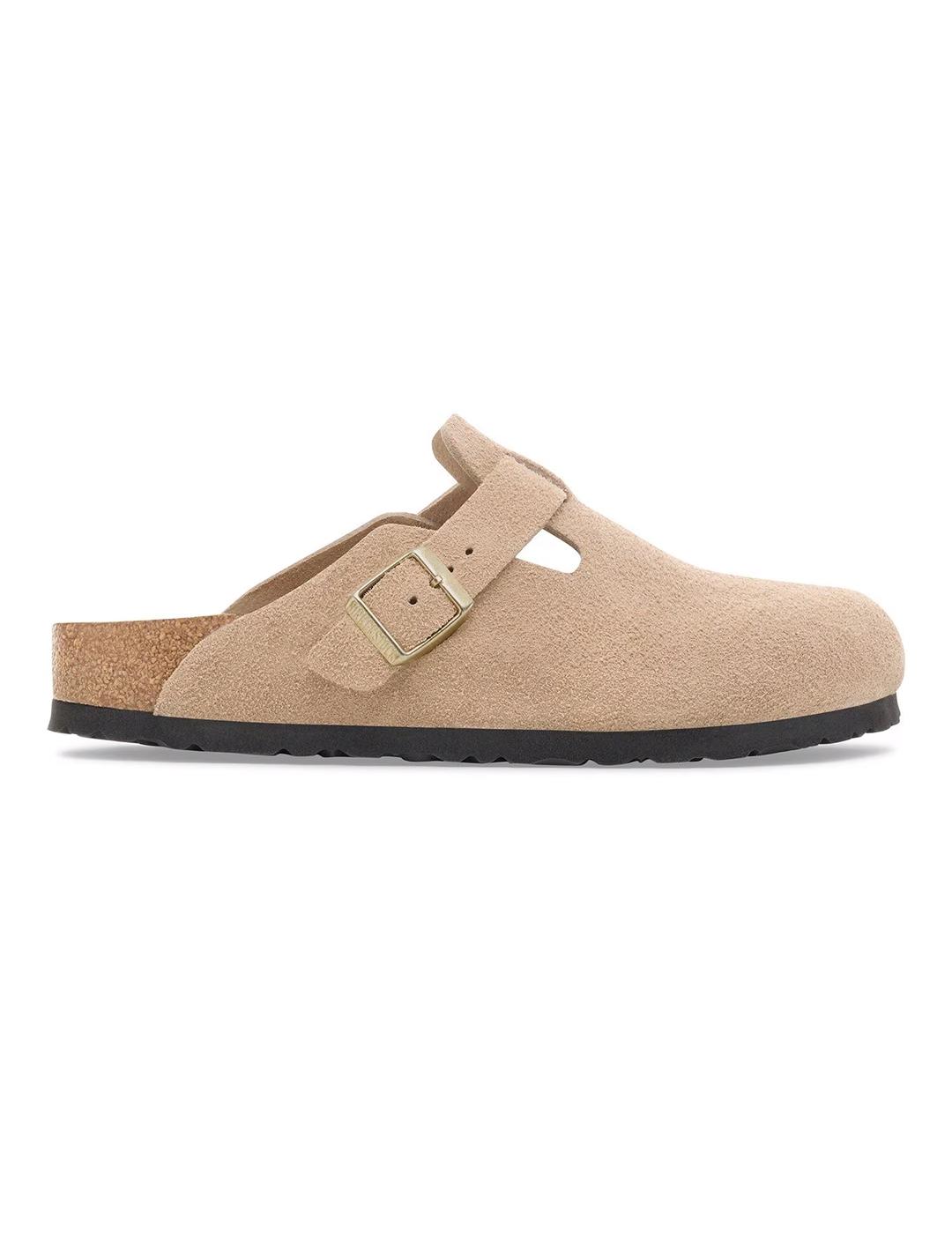 Zuecos Birkenstock Boston beige ante de mujer
