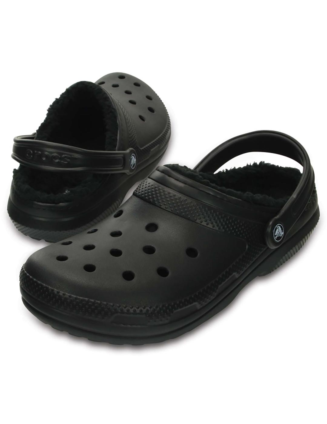 Zuecos Crocs Classic Lined Clog con pelo negras de hombre