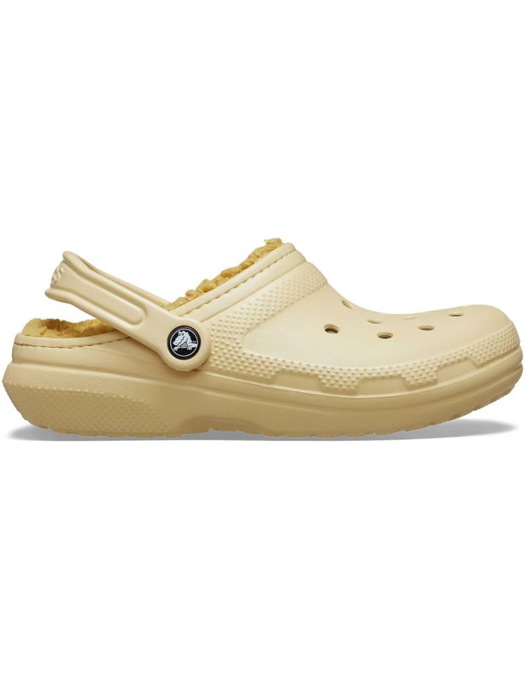 Zuecos Crocs Classic Lined Clog con pelo amarillas de mujer