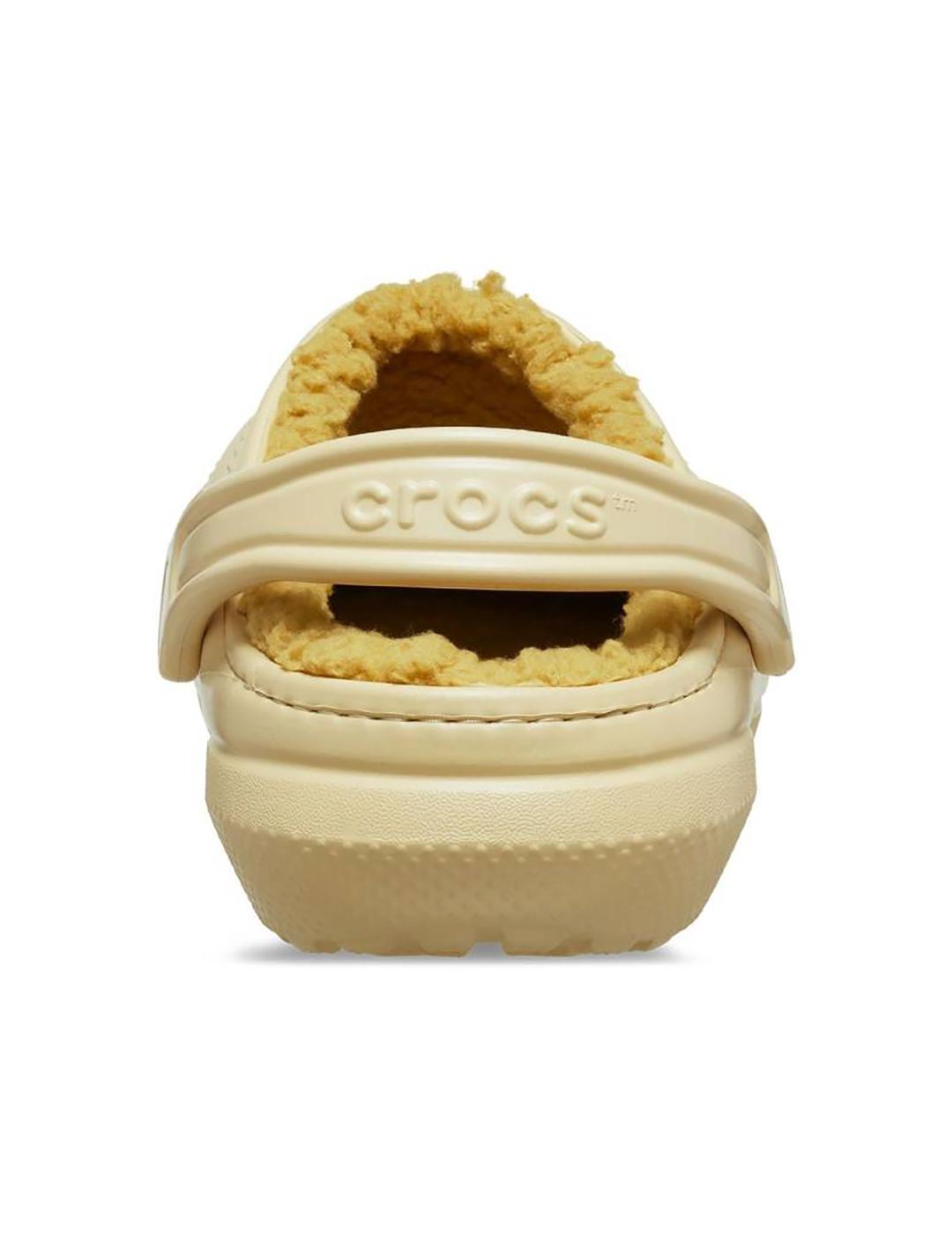 Zuecos Crocs Classic Lined Clog con pelo amarillas de mujer