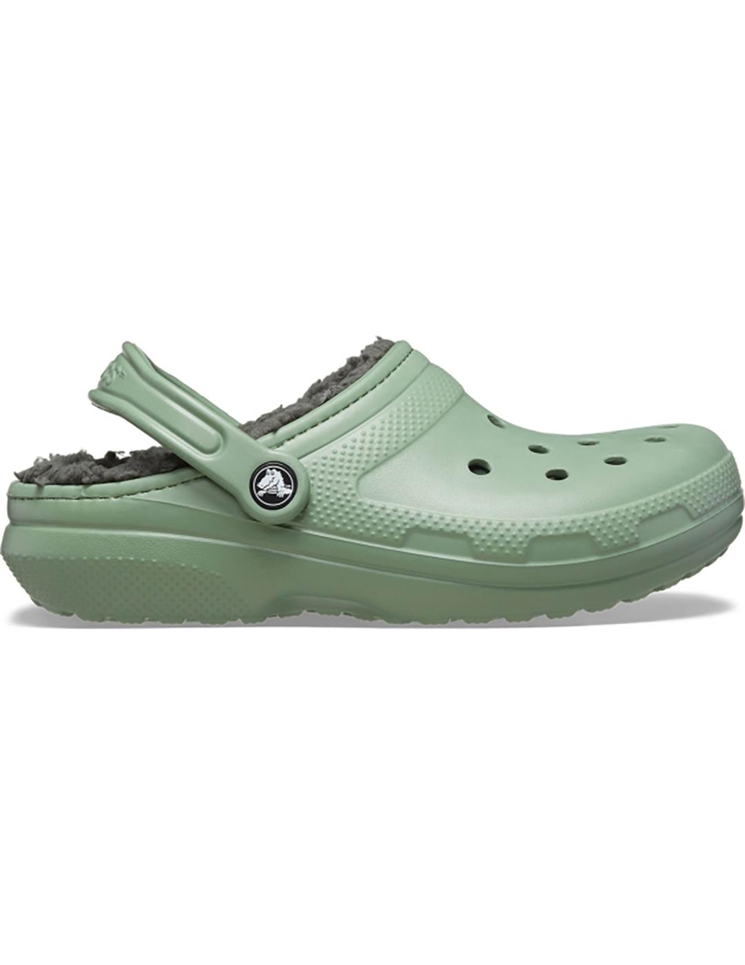 Zuecos Crocs Classic Lined Clog con pelo verde de hombre y mujer