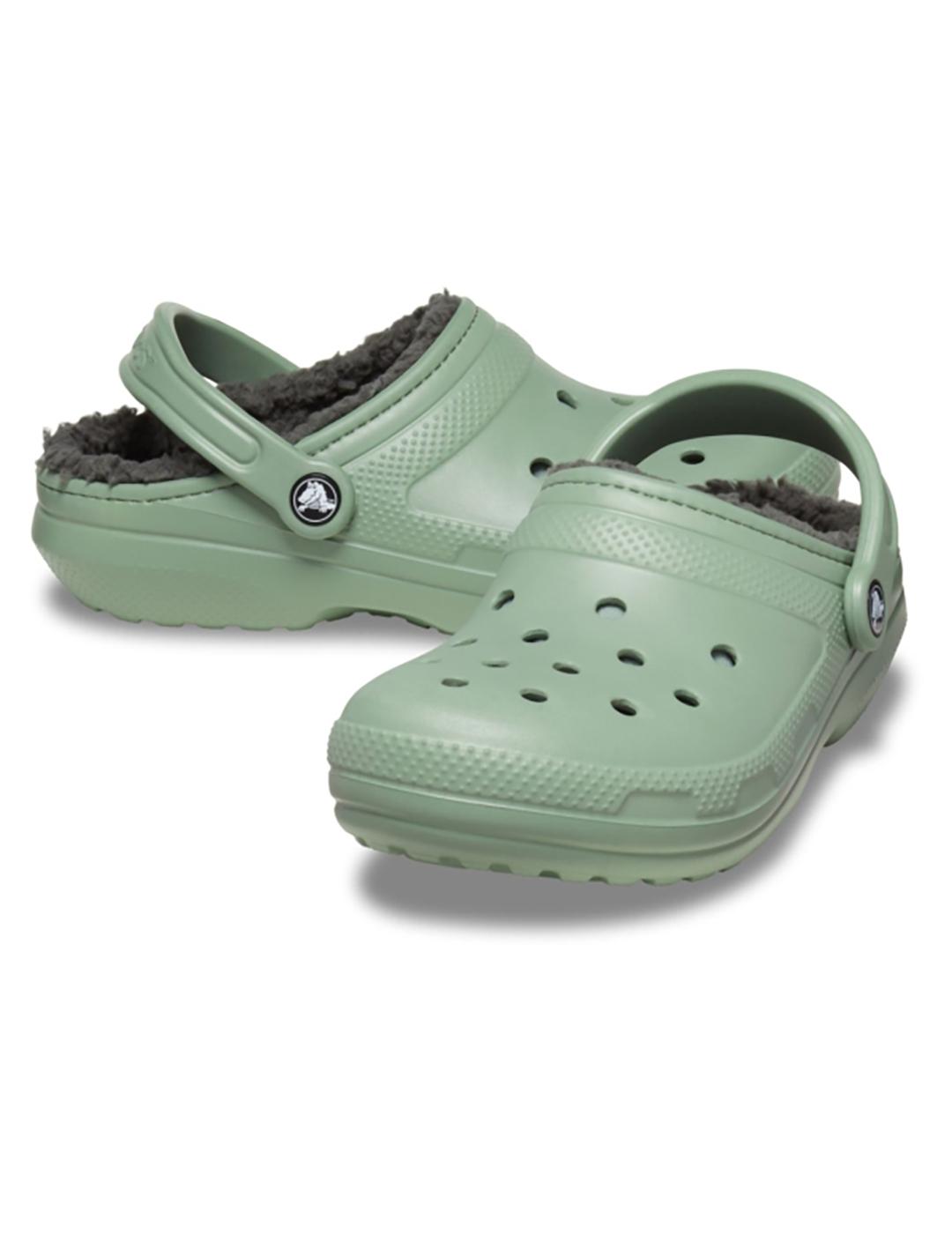 Zuecos Crocs Classic Lined Clog con pelo verdehombre y mujer