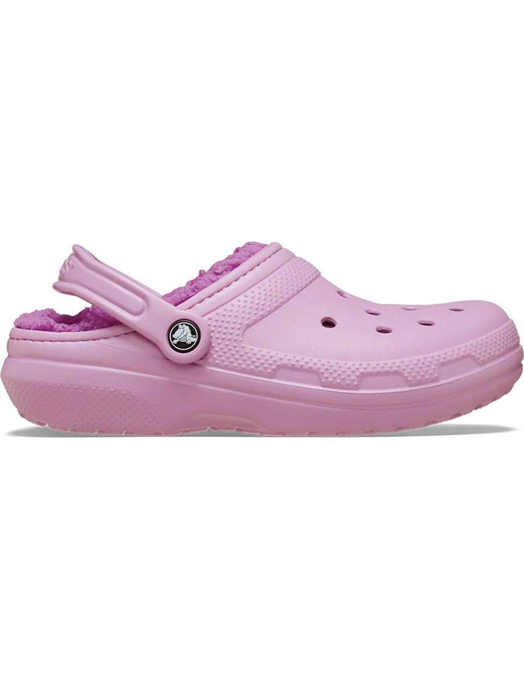 Zuecos Crocs Classic Lined Clog con pelo rosas de mujer