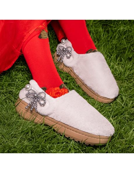 Zuecos Crocs Classic Unfurgettable rosas con pelo de mujer