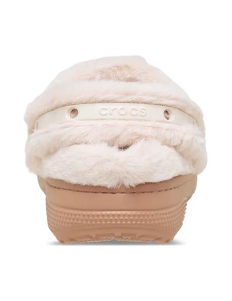 Zuecos Crocs Classic Unfurgettable rosas con pelo de mujer