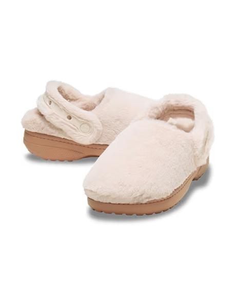 Zuecos Crocs Classic Unfurgettable rosas con pelo de mujer