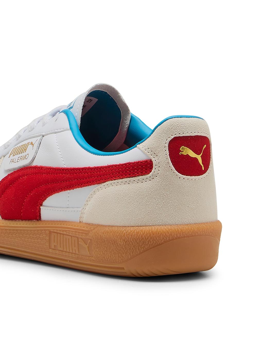 Zapatillas Puma Palermo Lth blanca roja de hombre