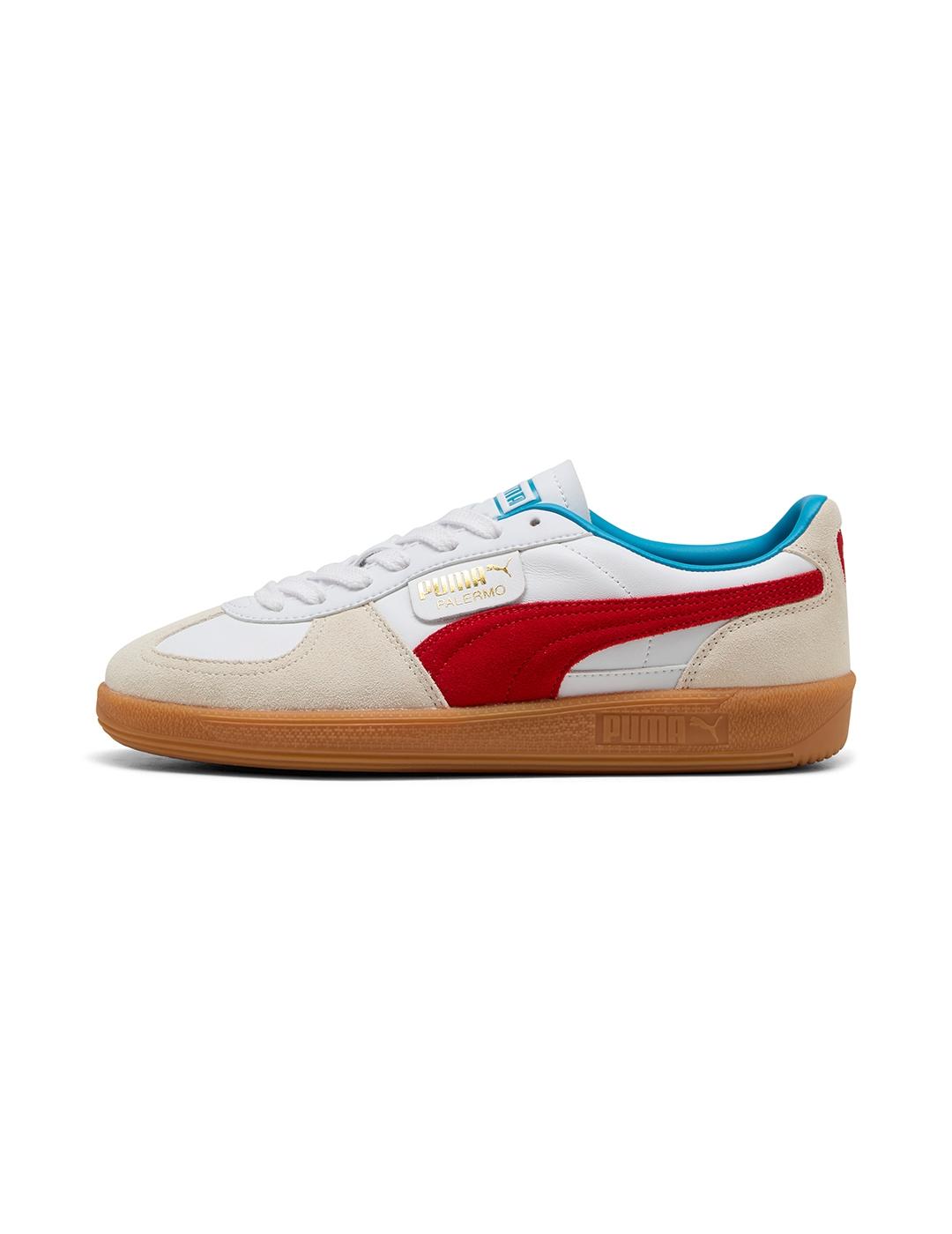 Zapatillas Puma Palermo Lth blanca roja de hombre