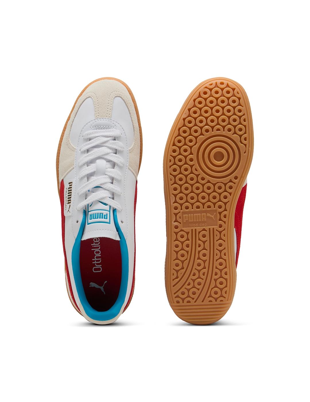 Zapatillas Puma Palermo Lth blanca roja de hombre