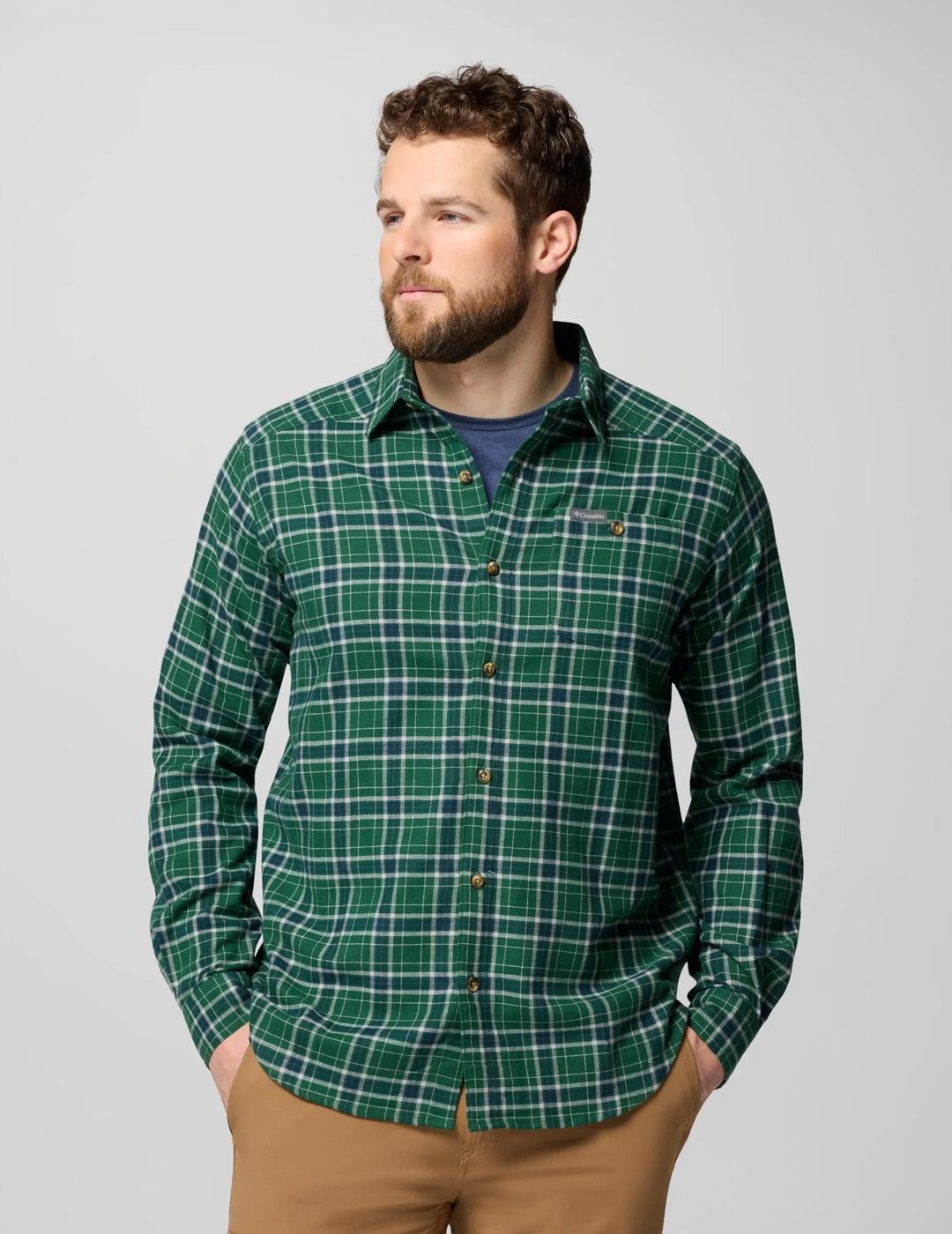 Camisa Columbia Cornell Woods Flannel Ls verde de hombre