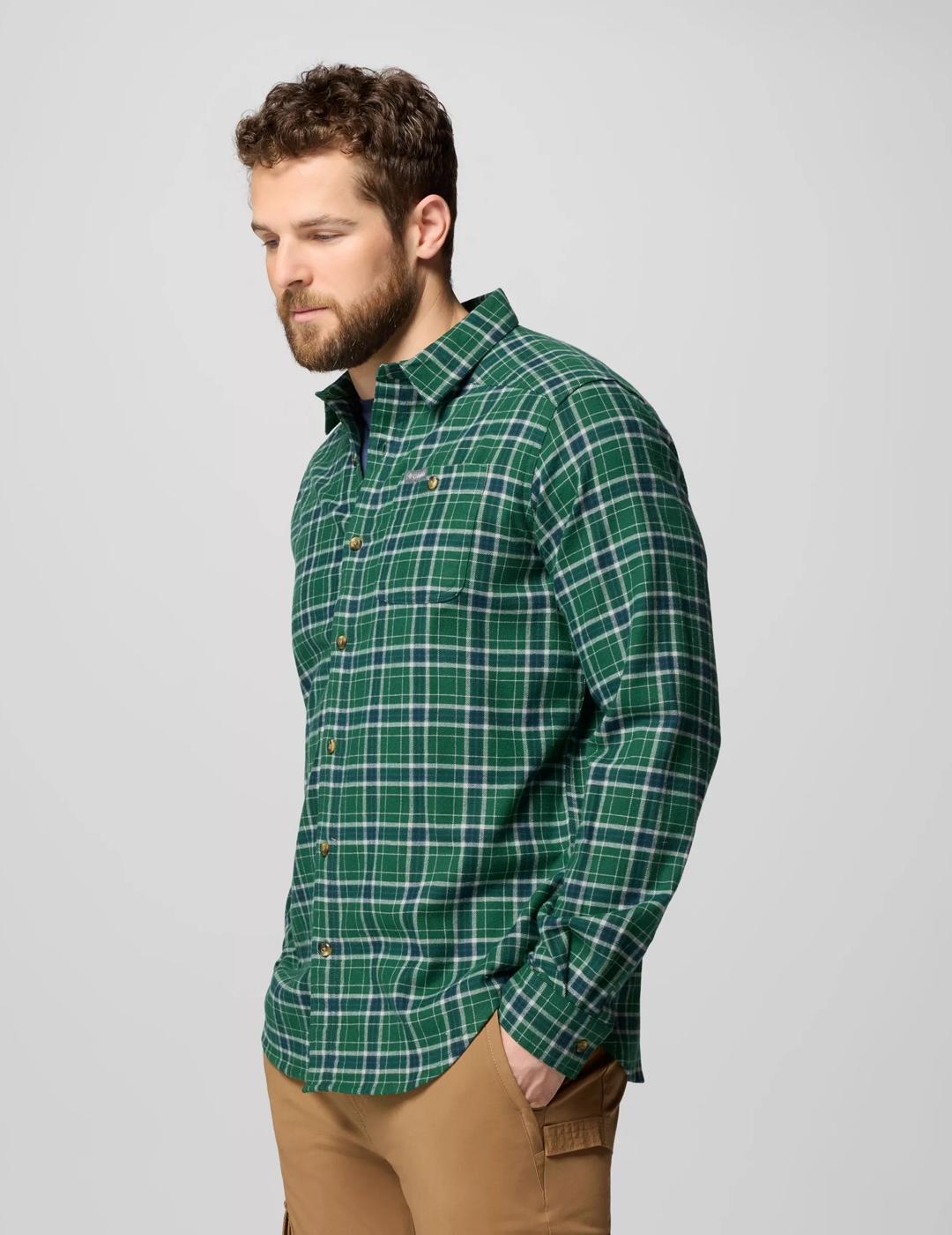 Camisa Columbia Cornell Woods Flannel Ls verde de hombre