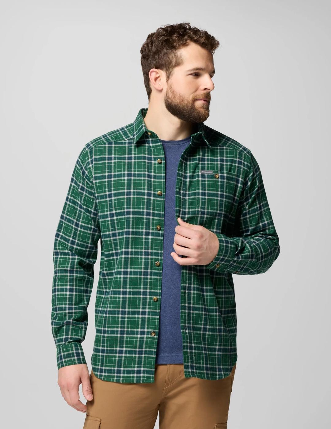 Camisa Columbia Cornell Woods Flannel Ls verde de hombre