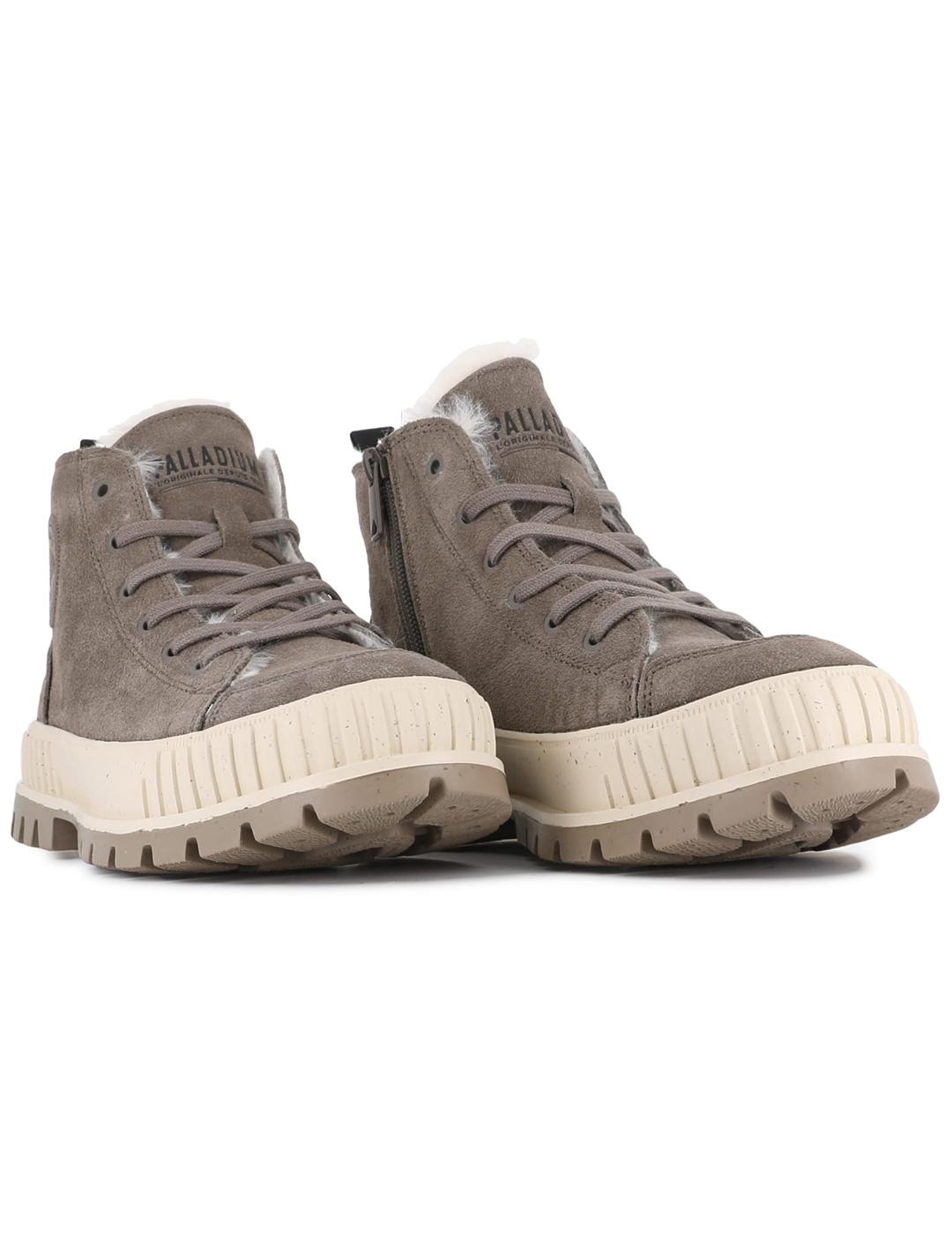Botas Palladium Pallashock Zip con pelo grises de mujer