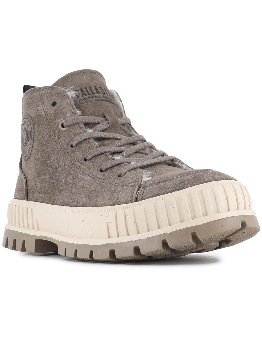 Botas Palladium Pallashock Zip con pelo grises de mujer