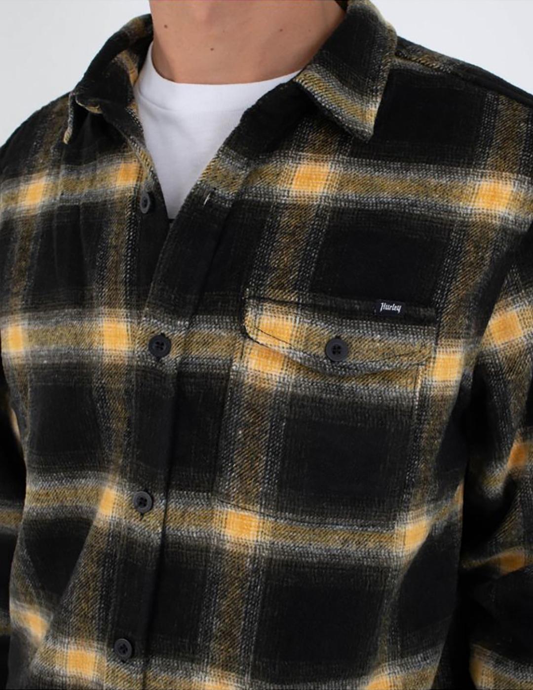 Camisa Hurley Portland Heavyweight Flannel Black de hombre