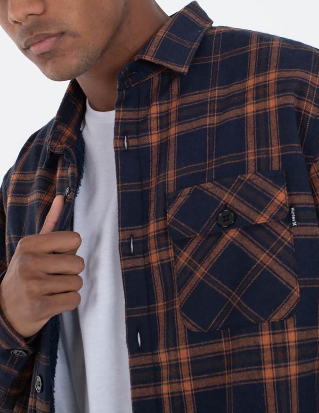 Camisa Hurley Axe Sherpa Flannel Armored Navy de hombre